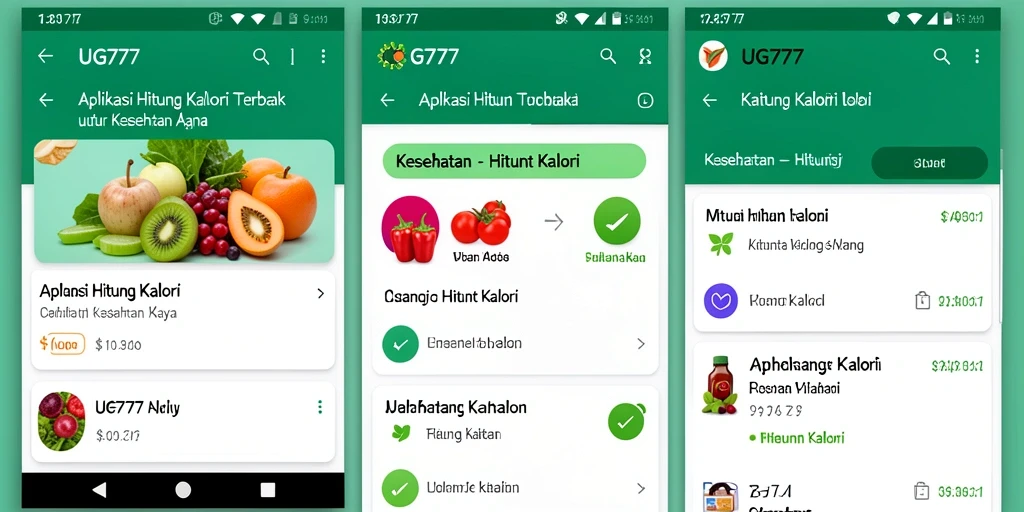 Tampilan antarmuka UG777 yang memudahkan penghitungan kalori.