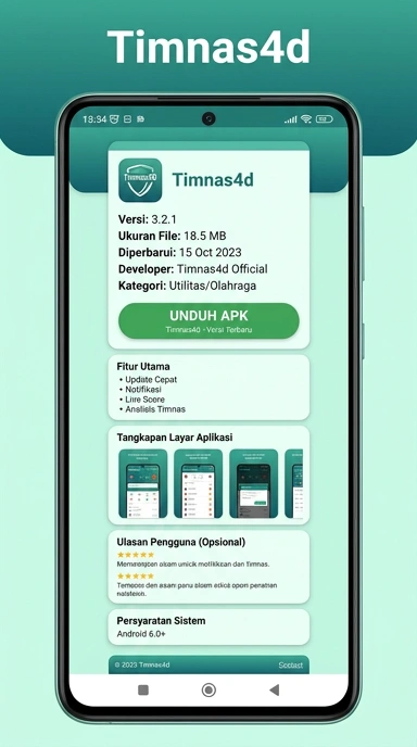 Tampilan halaman APK timnas4d