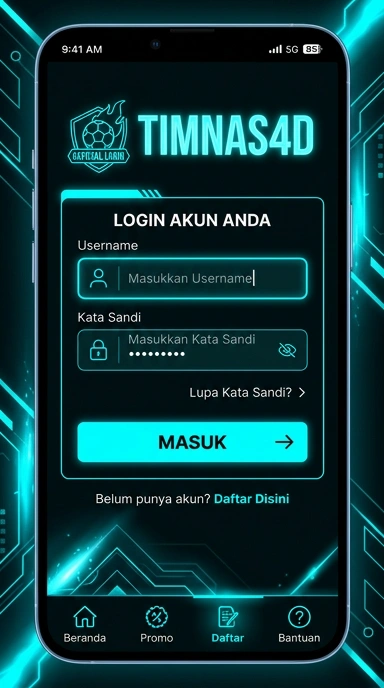 Tampilan halaman login timnas4d